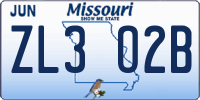 MO license plate ZL3O2B
