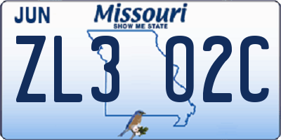 MO license plate ZL3O2C