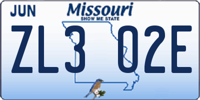 MO license plate ZL3O2E