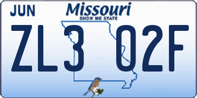 MO license plate ZL3O2F