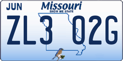 MO license plate ZL3O2G