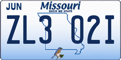 MO license plate ZL3O2I