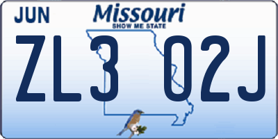MO license plate ZL3O2J