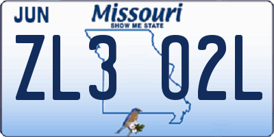 MO license plate ZL3O2L