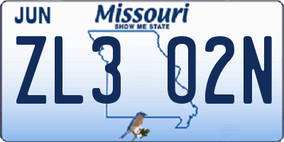 MO license plate ZL3O2N