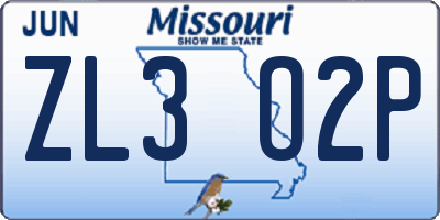MO license plate ZL3O2P