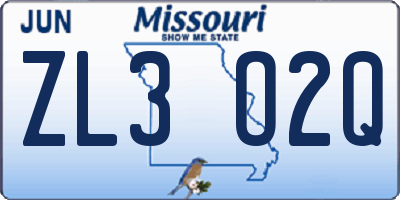 MO license plate ZL3O2Q