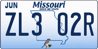 MO license plate ZL3O2R