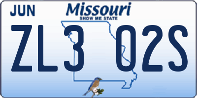 MO license plate ZL3O2S