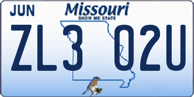 MO license plate ZL3O2U