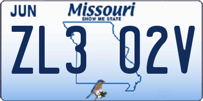 MO license plate ZL3O2V