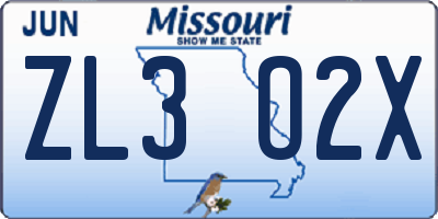 MO license plate ZL3O2X