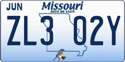 MO license plate ZL3O2Y