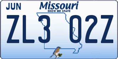MO license plate ZL3O2Z