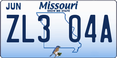 MO license plate ZL3O4A