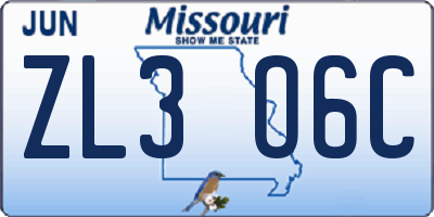MO license plate ZL3O6C
