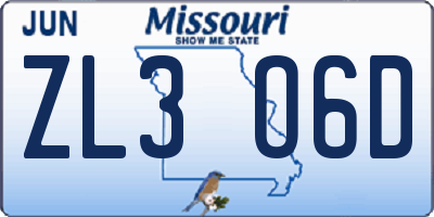 MO license plate ZL3O6D
