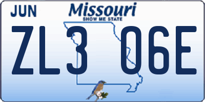 MO license plate ZL3O6E