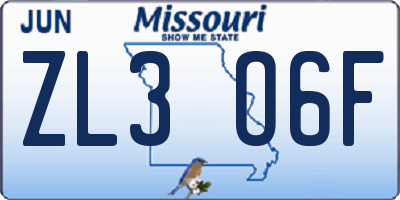 MO license plate ZL3O6F