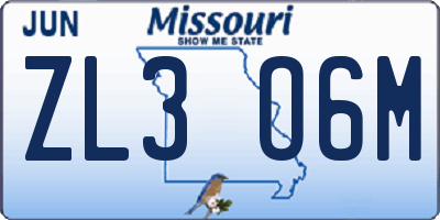 MO license plate ZL3O6M