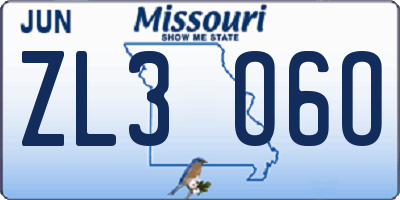 MO license plate ZL3O6O