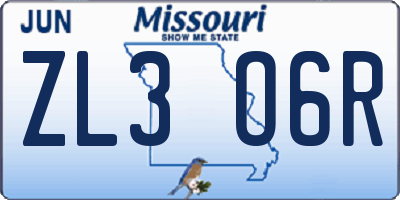 MO license plate ZL3O6R