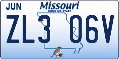 MO license plate ZL3O6V