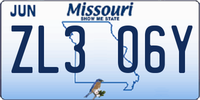 MO license plate ZL3O6Y