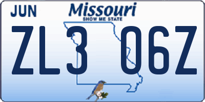 MO license plate ZL3O6Z
