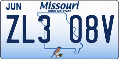 MO license plate ZL3O8V