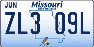 MO license plate ZL3O9L