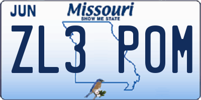 MO license plate ZL3P0M