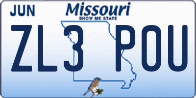 MO license plate ZL3P0U