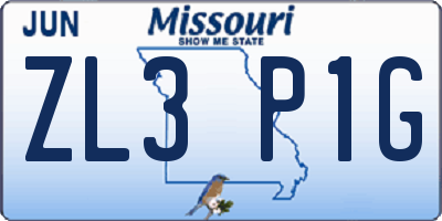 MO license plate ZL3P1G