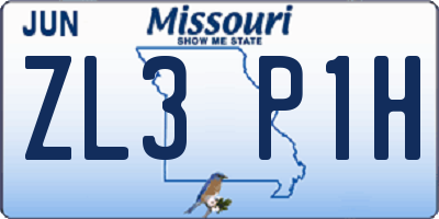 MO license plate ZL3P1H