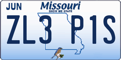 MO license plate ZL3P1S