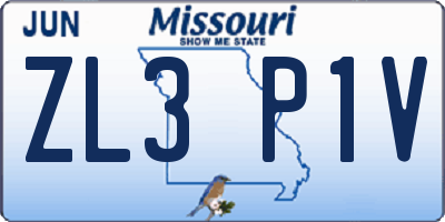 MO license plate ZL3P1V