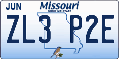MO license plate ZL3P2E