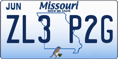 MO license plate ZL3P2G