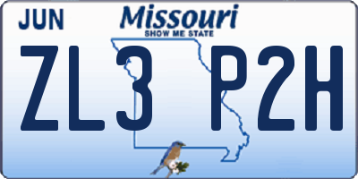 MO license plate ZL3P2H