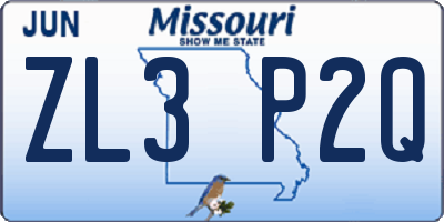 MO license plate ZL3P2Q