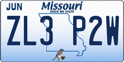 MO license plate ZL3P2W