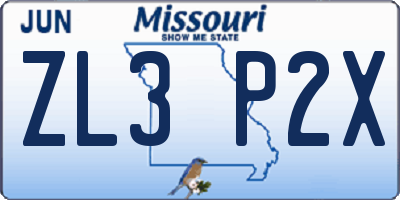 MO license plate ZL3P2X