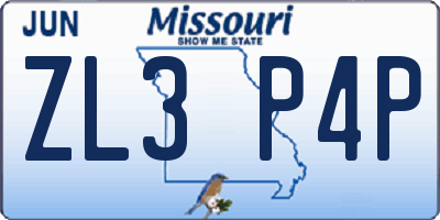 MO license plate ZL3P4P