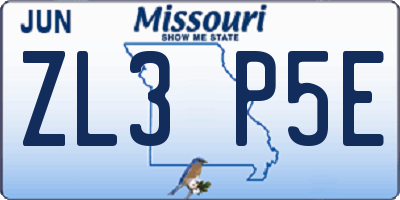 MO license plate ZL3P5E
