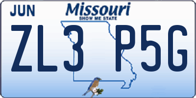 MO license plate ZL3P5G
