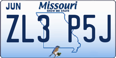 MO license plate ZL3P5J