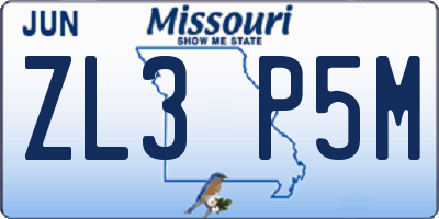 MO license plate ZL3P5M