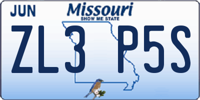 MO license plate ZL3P5S