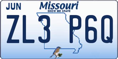MO license plate ZL3P6Q